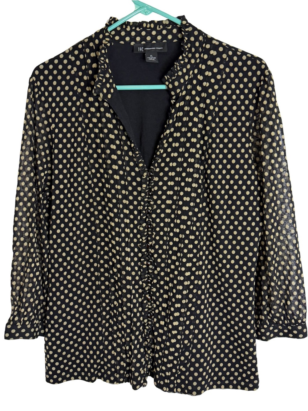 3/$20 INC International Concepts Black & Beige 3/4 Sleeve Blouse Size XL